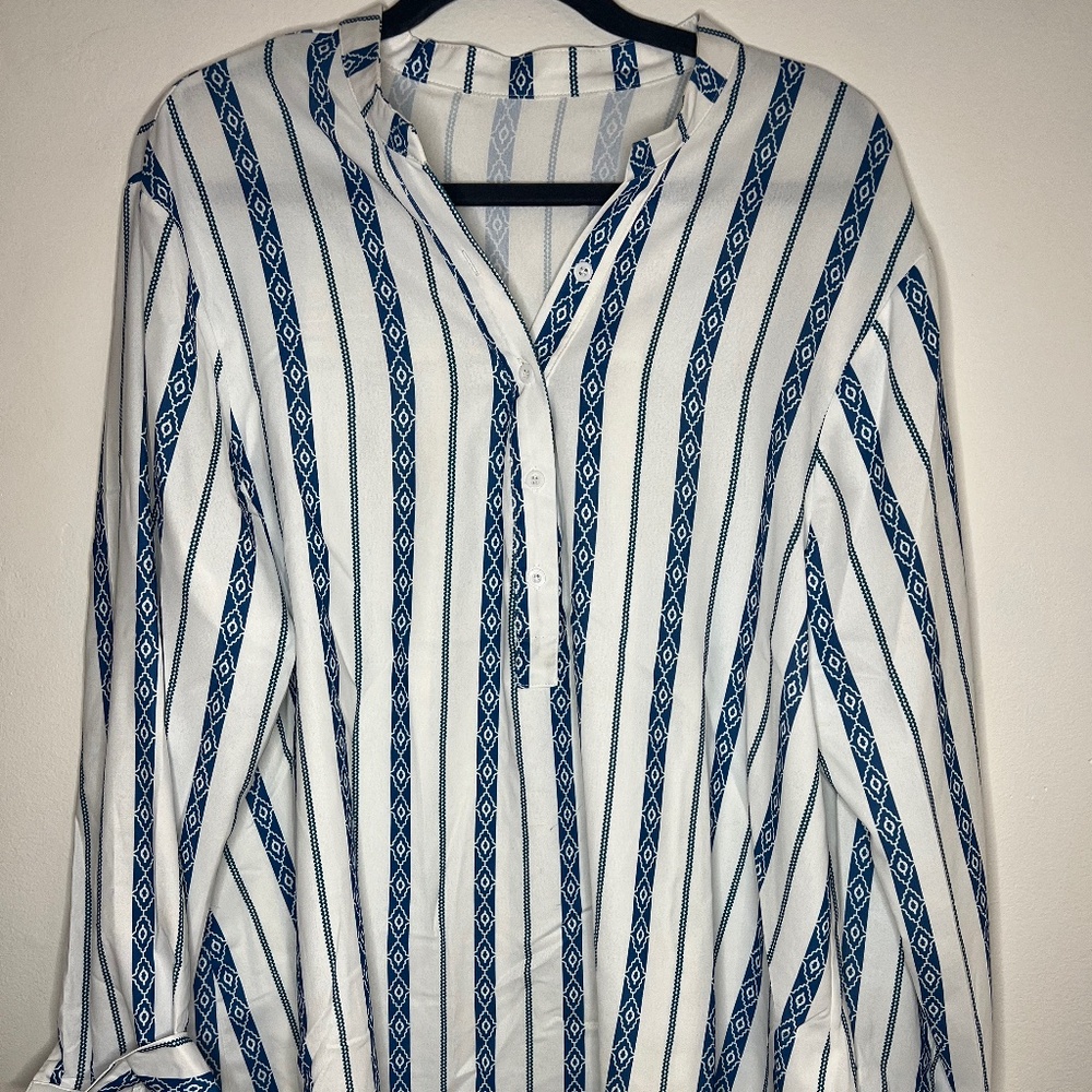 Blue/White Patterned Blouse